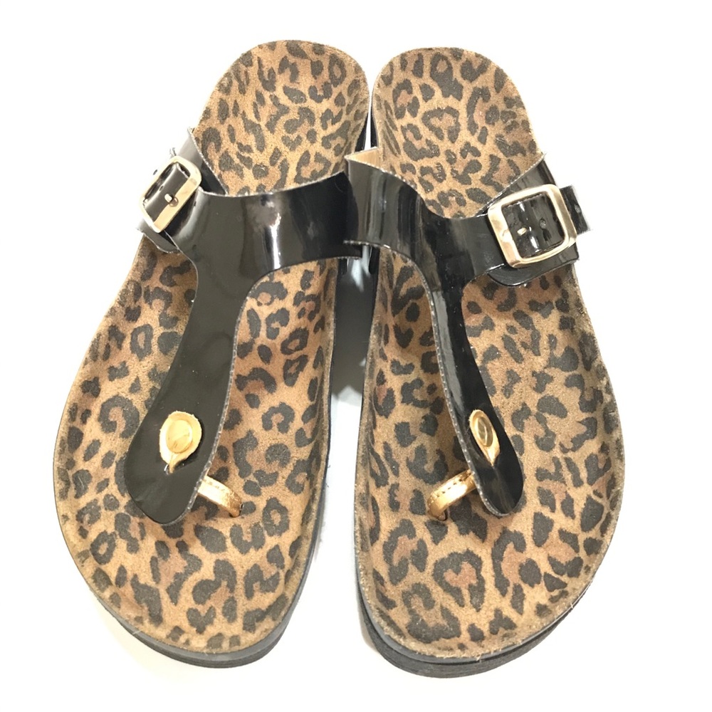 Donna Trend Thong Platform Sandals Slides Black Size 10